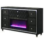 LORIENT 8-DRAWER LED BEDROOM FLAME BOX DRESSER BLACK - Image 4