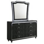 LORIENT 8-DRAWER LED DRESSER WITH MIRROR BLACK