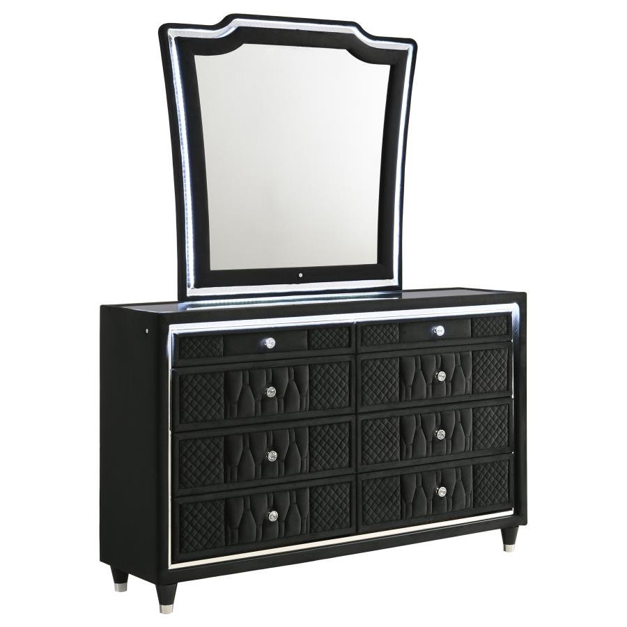 223163M_02x900.jpg LORIENT 8-DRAWER LED DRESSER WITH MIRROR BLACK - Image 1