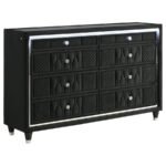 LORIENT 8-DRAWER LED BEDROOM DRESSER CABINET BLACK