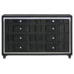 RAVENNE 6-DRAWER VELVET UPHOLSTERED LED DRESSER CABINET BLACK - Image 3
