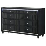 RAVENNE 6-DRAWER VELVET UPHOLSTERED LED DRESSER CABINET BLACK - Image 4