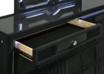 RAVENNE 6-DRAWER VELVET UPHOLSTERED LED DRESSER CABINET BLACK - Image 10