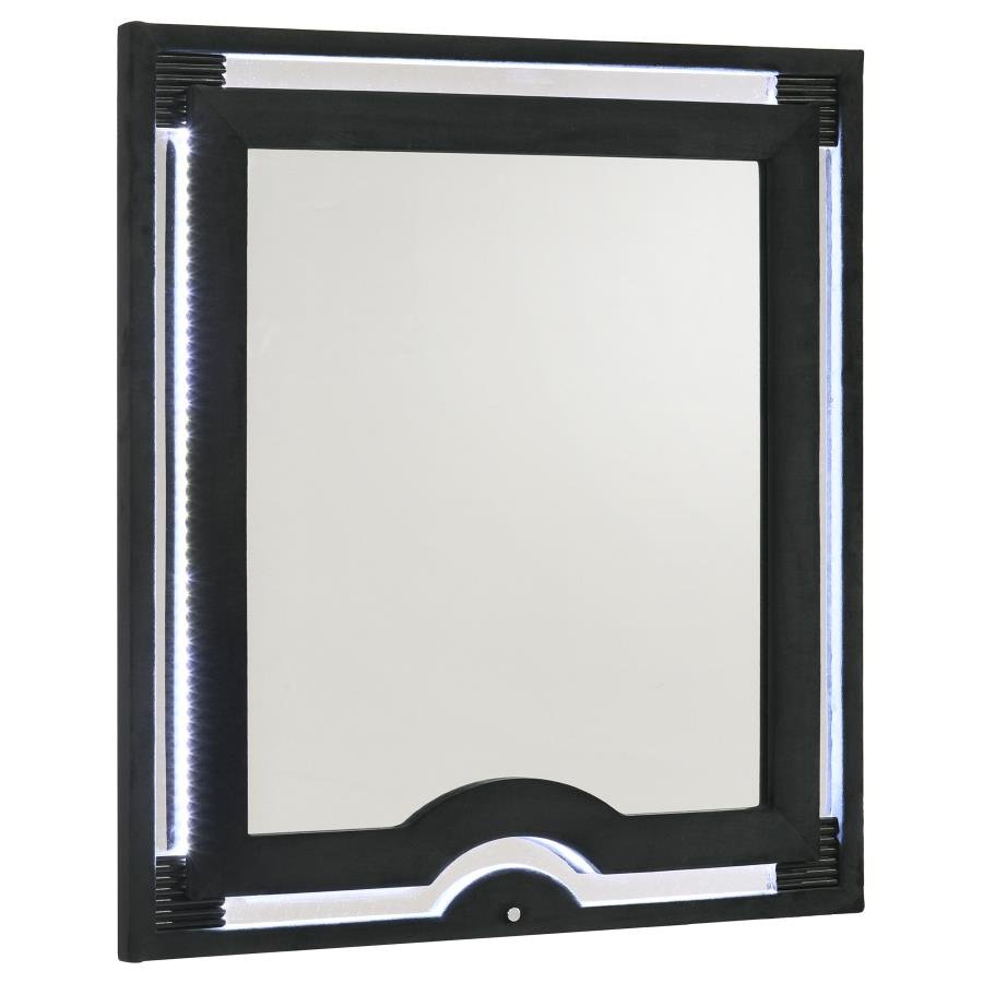 223194_02x900.jpg RAVENNE VELVET UPHOLSTERED LED DRESSER MIRROR BLACK - Image 1