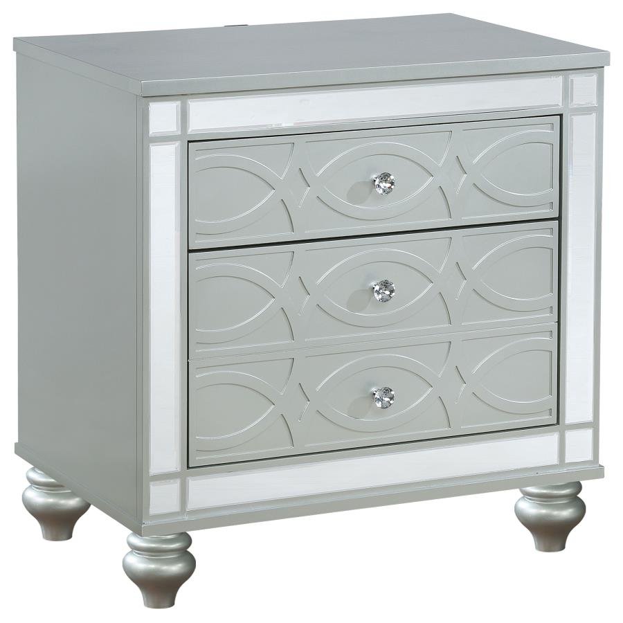 223212_02x900.jpg GUNNISON 2-DRAWER NIGHTSTAND SILVER METALLIC - Image 1