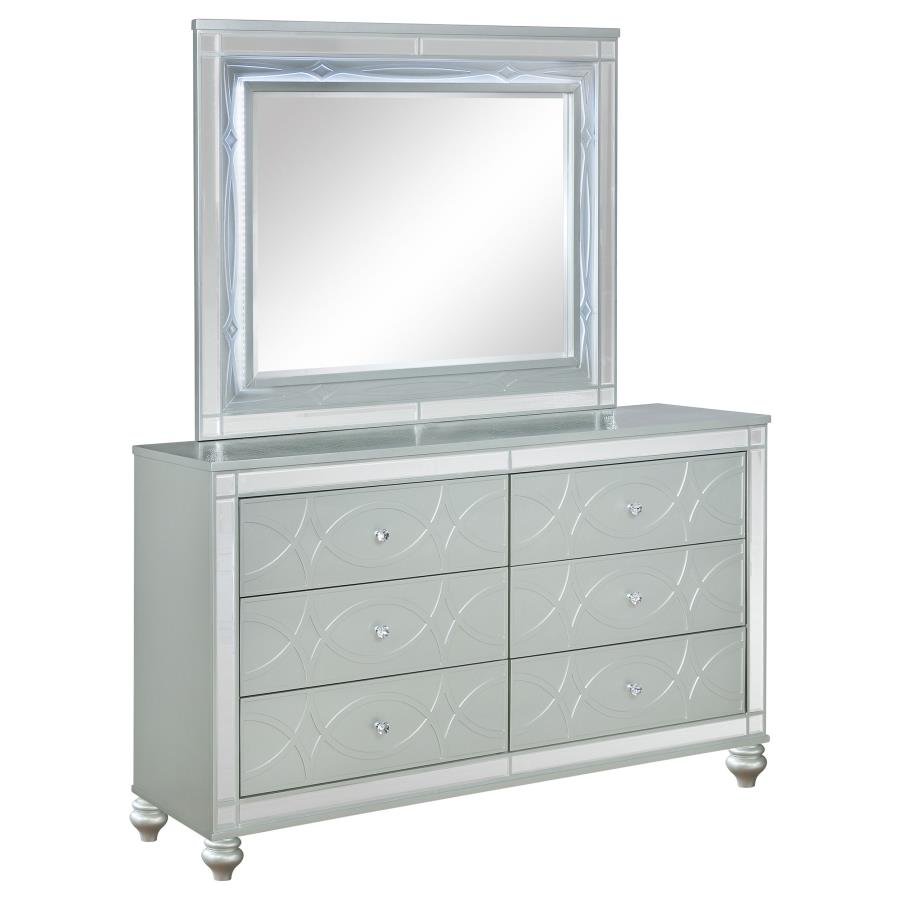 223213M_02x900.jpg GUNNISON 6-DRAWER DRESSER WITH MIRROR SILVER METALLIC - Image 1
