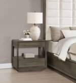 DURANGO 2-DRAWER NIGHTSTAND BEDSIDE TABLE TAUPE OAK - Image 2