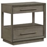 DURANGO 2-DRAWER NIGHTSTAND BEDSIDE TABLE TAUPE OAK