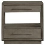 DURANGO 2-DRAWER NIGHTSTAND BEDSIDE TABLE TAUPE OAK - Image 3