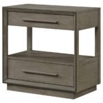 DURANGO 2-DRAWER NIGHTSTAND BEDSIDE TABLE TAUPE OAK - Image 4