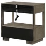 DURANGO 2-DRAWER NIGHTSTAND BEDSIDE TABLE TAUPE OAK - Image 8