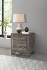 WRIGHT 2-DRAWER NIGHTSTAND BEDSIDE TABLE BROWN OAK - Image 2
