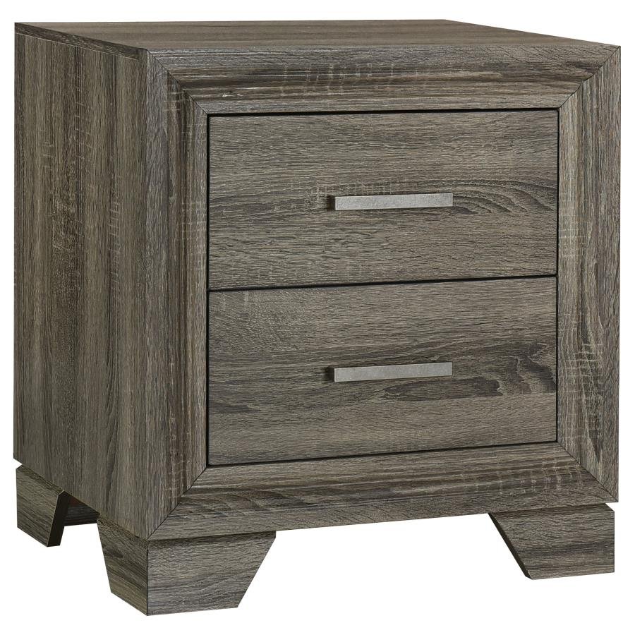 223342_02x900.jpg WRIGHT 2-DRAWER NIGHTSTAND BEDSIDE TABLE BROWN OAK - Image 1