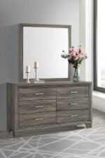 WRIGHT 6-DRAWER DRESSER AND MIRROR BROWN OAK - Image 2