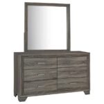 WRIGHT 6-DRAWER DRESSER AND MIRROR BROWN OAK