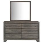 WRIGHT 6-DRAWER DRESSER AND MIRROR BROWN OAK - Image 3