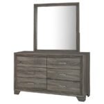 WRIGHT 6-DRAWER DRESSER AND MIRROR BROWN OAK - Image 4