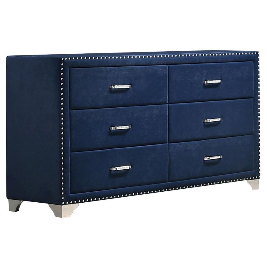 223373_02x900.jpg MELODY 6-DRAWER UPHOLSTERED DRESSER PACIFIC BLUE - Image 1