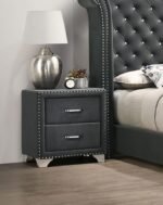 MELODY UPHOLSTERED 2-DRAWER NIGHTSTAND GREY - Image 2