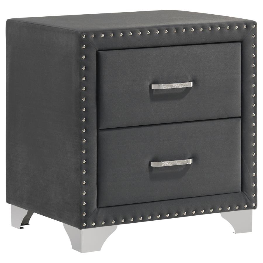 223382_02x900.jpg MELODY UPHOLSTERED 2-DRAWER NIGHTSTAND GREY - Image 1