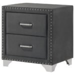 MELODY UPHOLSTERED 2-DRAWER NIGHTSTAND GREY - Image 4