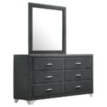 MELODY 6-DRAWER UPHOLSTERED DRESSER WITH MIRROR GREY