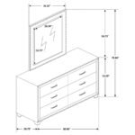 MELODY 6-DRAWER UPHOLSTERED DRESSER WITH MIRROR GREY - Image 5