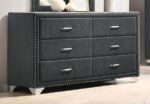 MELODY 6-DRAWER UPHOLSTERED DRESSER GREY - Image 2