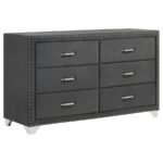 MELODY 6-DRAWER UPHOLSTERED DRESSER GREY