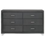 MELODY 6-DRAWER UPHOLSTERED DRESSER GREY - Image 3