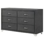MELODY 6-DRAWER UPHOLSTERED DRESSER GREY - Image 4