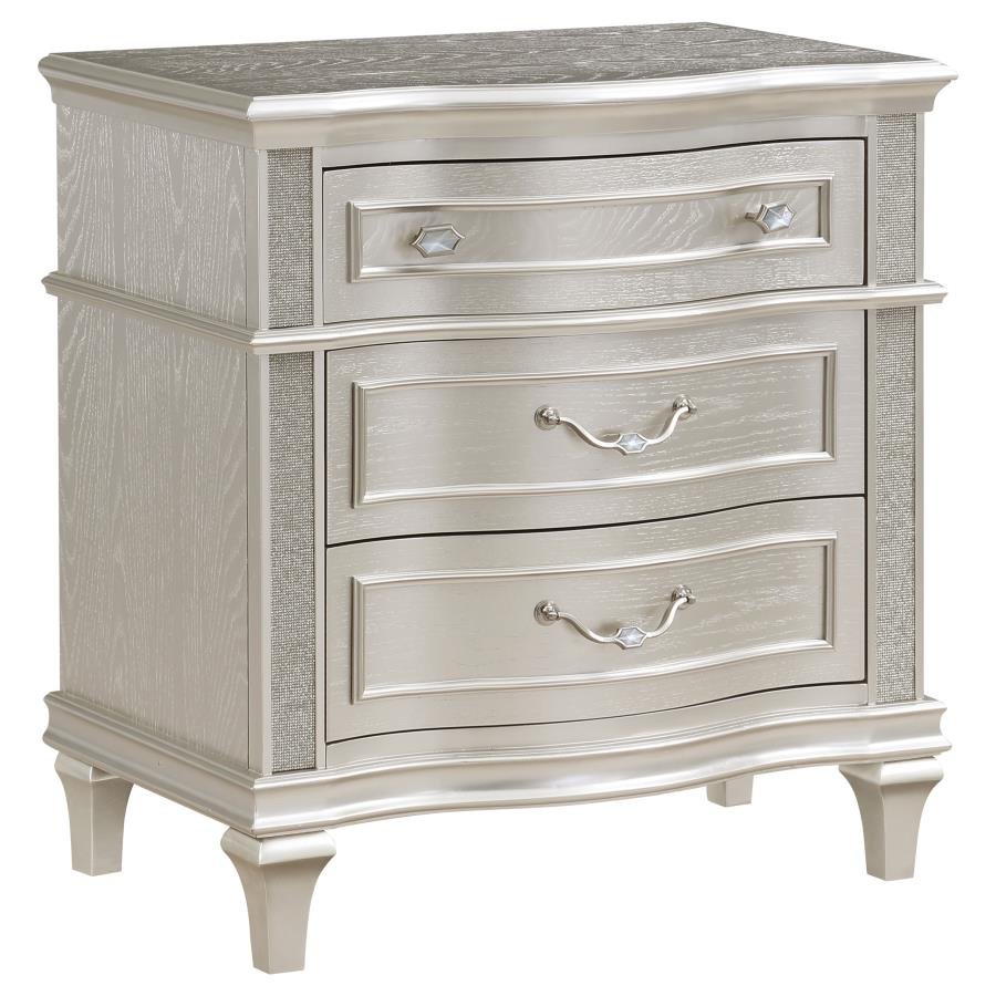 223392_02x900.jpg EVANGELINE 3-DRAWER NIGHTSTAND SILVER OAK - Image 1