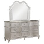 EVANGELINE 9-DRAWER DRESSER WITH MIRROR SILVER OAK