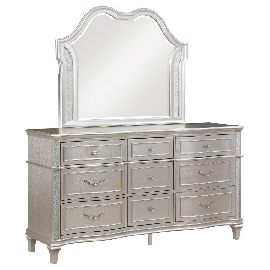 223393M_02x900.jpg EVANGELINE 9-DRAWER DRESSER WITH MIRROR SILVER OAK - Image 1