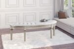 EVANGELINE CURVED FABRIC UPHOLSTERED BENCH SILVER OAK - Image 2