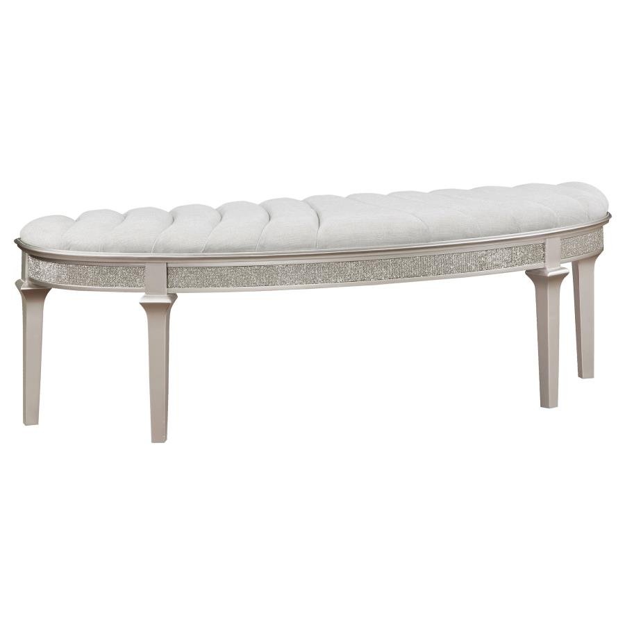 223396_02x900.jpg EVANGELINE CURVED FABRIC UPHOLSTERED BENCH SILVER OAK - Image 1