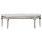 EVANGELINE CURVED FABRIC UPHOLSTERED BENCH SILVER OAK - Image 3
