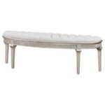 EVANGELINE CURVED FABRIC UPHOLSTERED BENCH SILVER OAK - Image 4