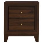 WELSLEY 2-DRAWER NIGHTSTAND BEDSIDE TABLE WALNUT - Image 3