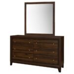 WELSLEY 6-DRAWER DRESSER AND MIRROR WALNUT - Image 4