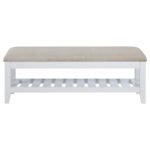BEXHILL UPHOLSTERED RECTANGULAR BENCH WITH SHELF WHITE - Image 3