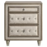 ANTONELLA UPHOLSTERED 3-DRAWER NIGHTSTAND IVORY AND CAMEL - Image 3