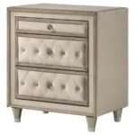 ANTONELLA UPHOLSTERED 3-DRAWER NIGHTSTAND IVORY AND CAMEL - Image 4