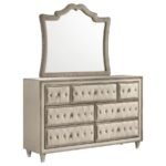 ANTONELLA 7-DRAWER UPHOLSTERED DRESSER WITH MIRROR IVORY
