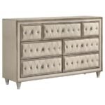 ANTONELLA 7-DRAWER UPHOLSTERED DRESSER IVORY AND CAMEL