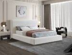 Devin Linen Textured Fabric Upholstered Bed - Image 2