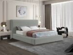 Devin Linen Textured Fabric Upholstered Bed - Image 2