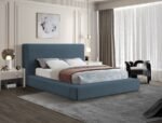 Devin Linen Textured Fabric Upholstered Bed - Image 2