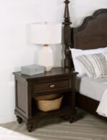 ANDOVER 1-DRAWER NIGHTSTAND BEDSIDE TABLE DARK OAK - Image 2
