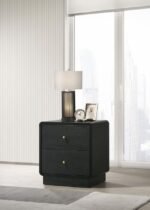 CAVELLE 2-DRAWER NIGHTSTAND BEDSIDE TABLE BLACK - Image 2